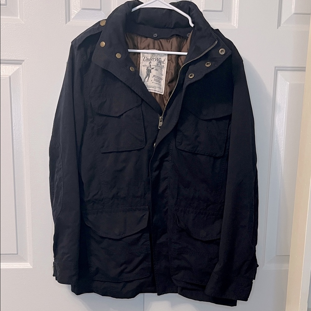 Vintage Navy UnderWood‎ Jacket Pocket Hood Detachable Brown Liner Vest Size L